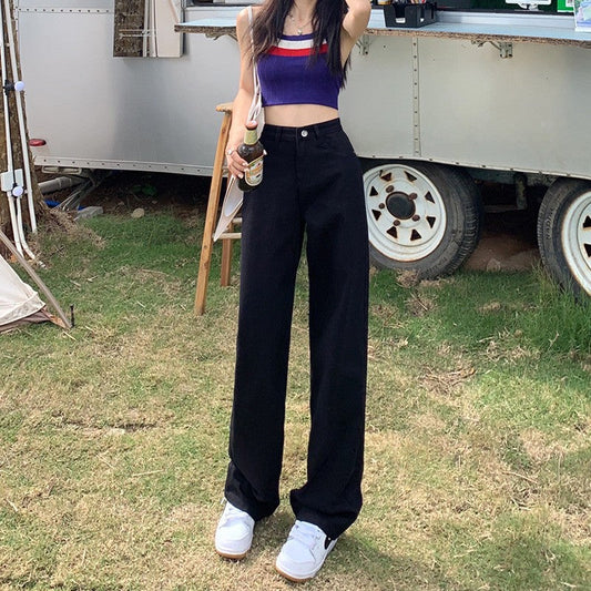 jeans for women 2025 autumn new high waist slim khaki small narrow version drape wide leg pants